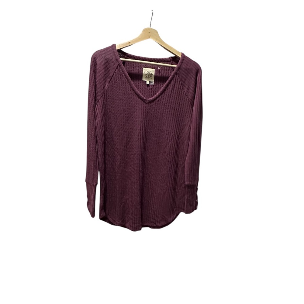 CHASER Long Sleeve Waffle Thermal Tunic Top Purple Berry NWOT Medium